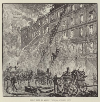 Stor brand i Queen Victoria Street, City af Walter Paget